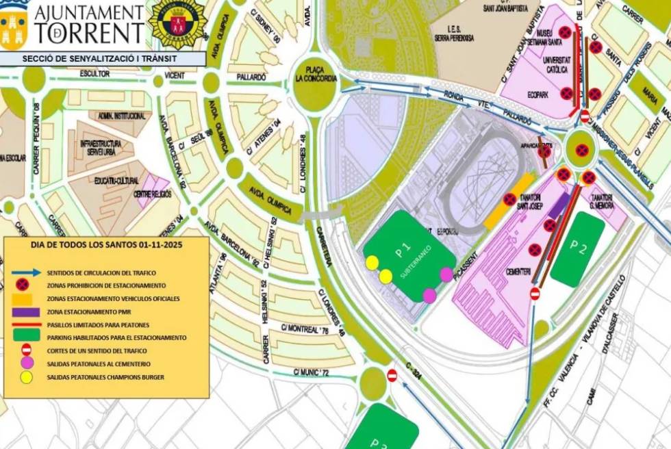 Torrent activa un ampli dispositiu de seguretat i trànsit per Tots Sants amb drons, gossos i controls